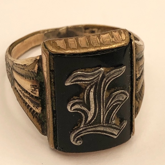 Antique 14k 1/30 Gold Filled Onyx Estate Ring